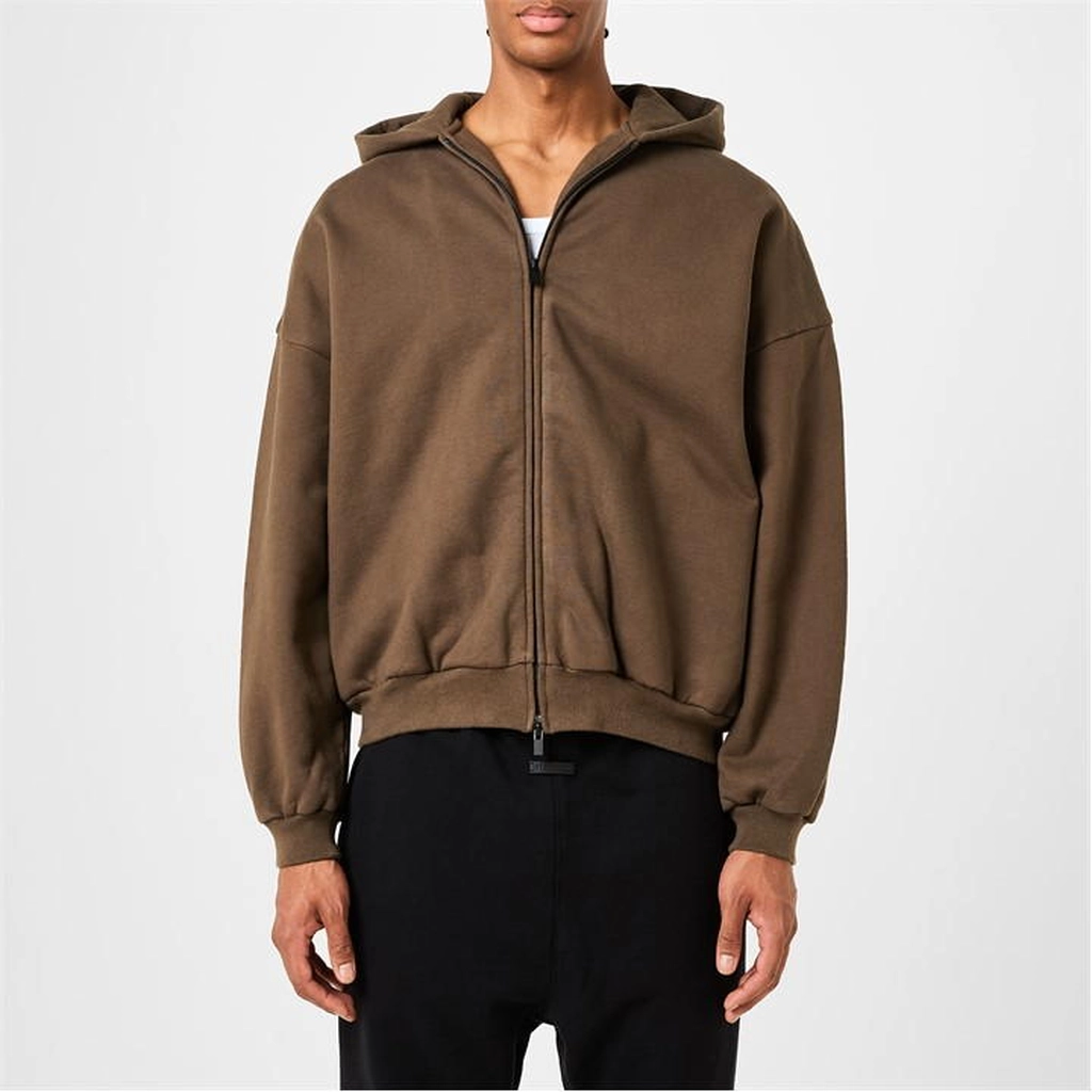 Fear of God Zip Up Cotton Hoodie - Brown